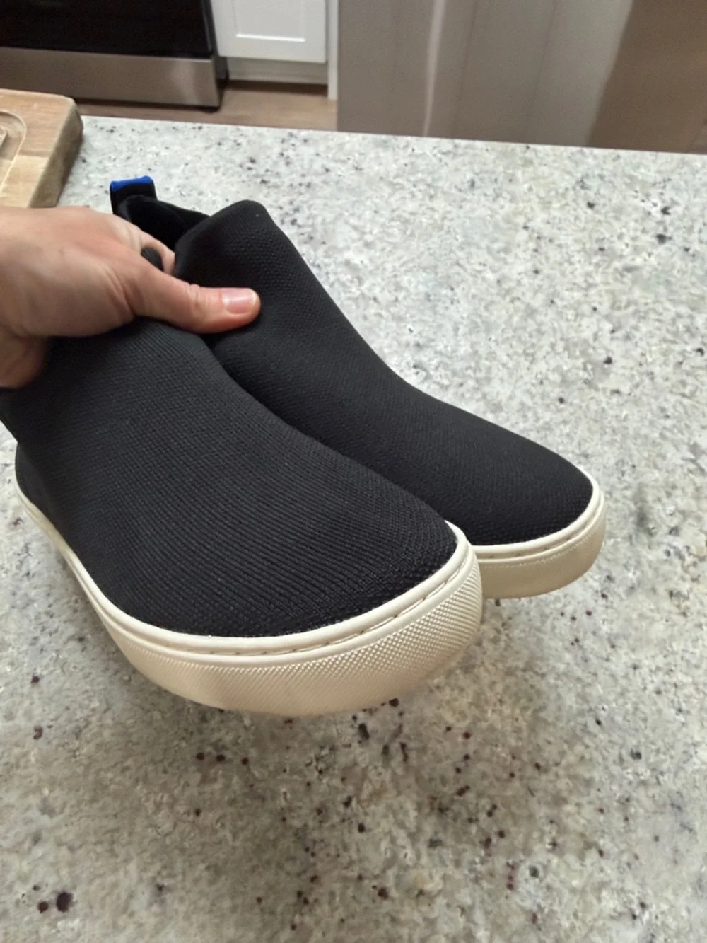 Rothy's The Chelsea Boot Knit Black High Top Knit Pull On Sneaker Shoes Size 9 - Picture 4 of 9